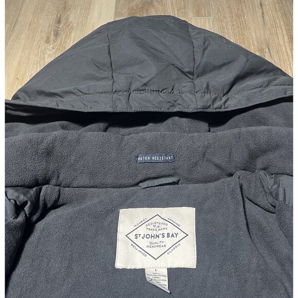 NWT St. John’s Bay Gray Cold Weather Puffer Jacket - Men Size L - Picture 9 of 16